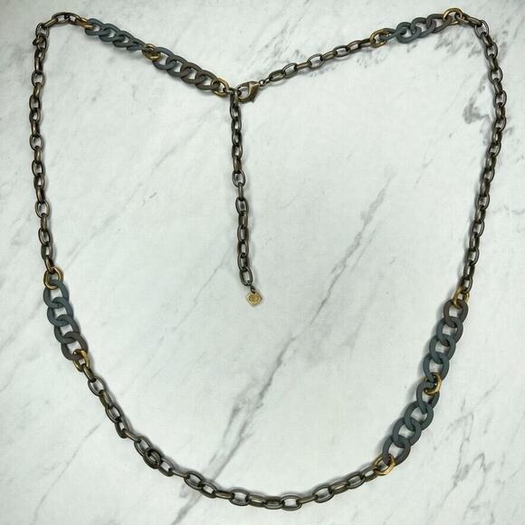 BD Long Metal Chain Link and Coated Link Statement Necklace - Picture 1 of 12